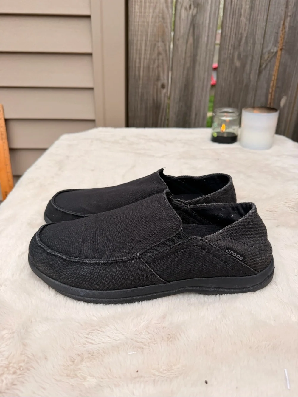 CROCS Men's Black Slip-On Canvas Loafers Size 10